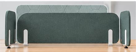 Sage green acoustic desk screen with side panels