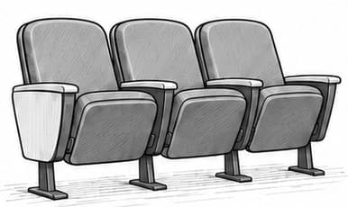 Illustration of a row of three auditorium chairs