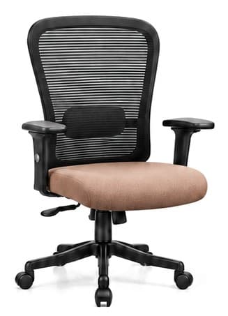 Butterfly-MB ergonomic chair with black mesh back and tan cushioned seat