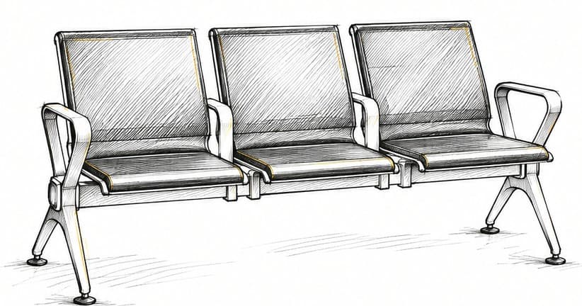 Illustration of a three-seat visitor chair bench